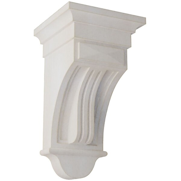 Ekena Millwork 6 1/2"W x 6 1/2"D x 12"H Raised Fluting Wood Vintage Decor Corbel, Chalk Dust White - CORWD06X06X12RAWH