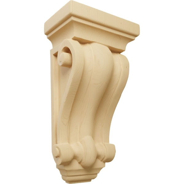 Ekena Millwork 5"W x 3 1/4"D x 9 1/2"H Cole Pilaster Wood Corbel, Alder - CORW05X03X09COAL