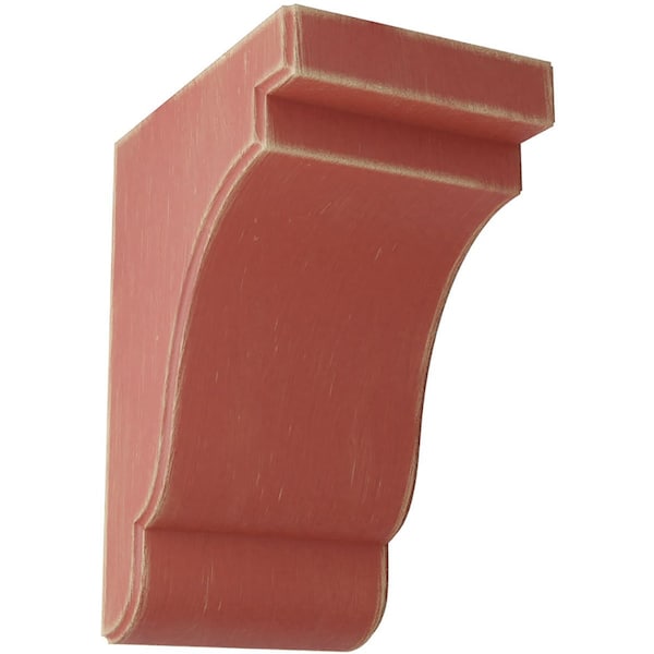 Ekena Millwork 5 1/4"W x 7 1/4"D x 9 1/2"H Bedford Wood Vintage Decor Bracket, Salvage Red - BKTWD05X07X10BERD