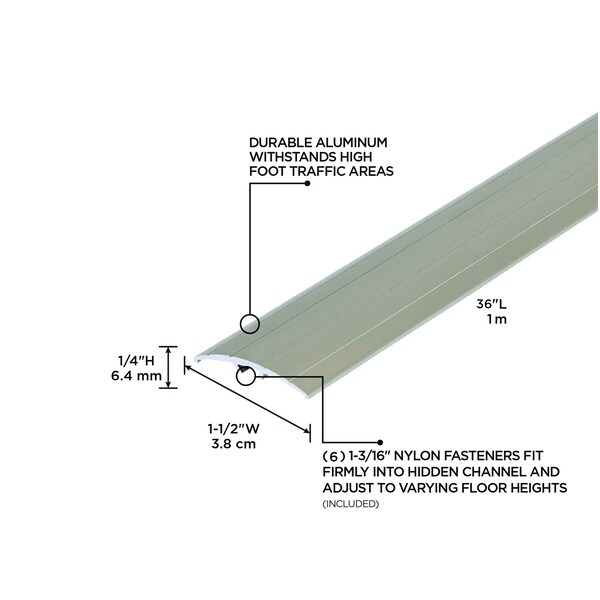 M-D Building Products Aluminum, Pewter, 36 in L, 1.5 in W - 43811