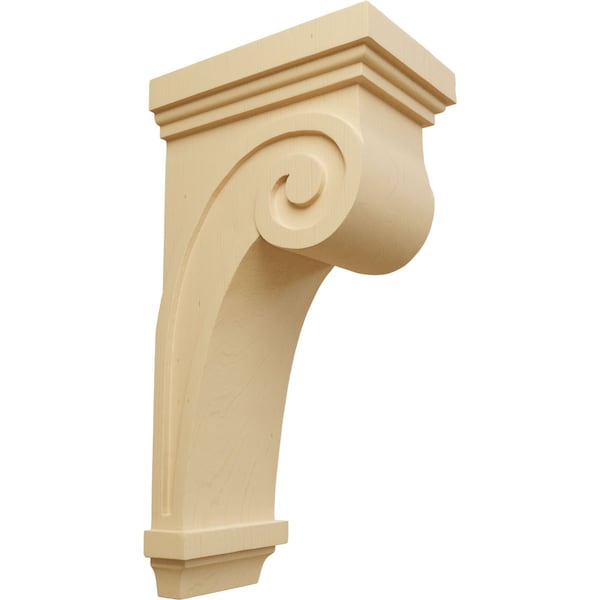 Ekena Millwork 5 1/2"W x 8 1/4"D x 16"H Scroll Corbel, Alder - COR05X08X16SCAL