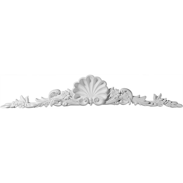 Ekena Millwork 34 1/2"W x 5 1/2"H x 1 3/4"P Shell Center with Scrolls Onlay - ONL34X05X01SH