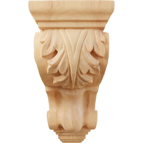 Ekena Millwork 3 1/2"W x 4"D x 7"H Small Traditional Acanthus Corbel, Red Oak - CORW03X04X07TARO