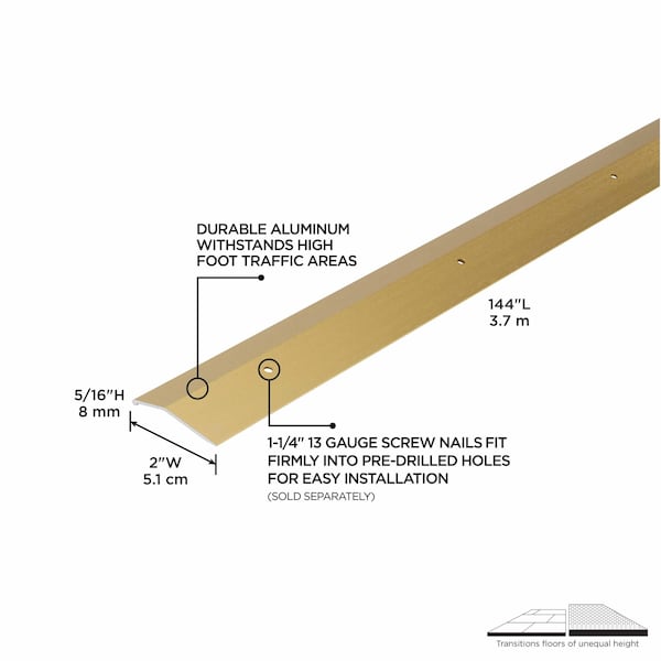 M-D Building Products Aluminum, Satin Brass, 144 in L, 2 in W - 15920
