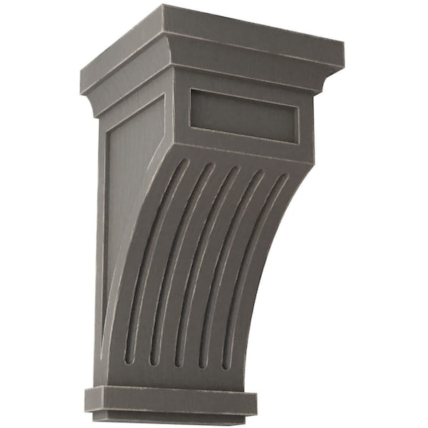 Ekena Millwork 5 1/2"W x 5 1/2"D x 10"H Fluted Wood Vintage Decor Corbel, Reclaimed Grey - CORWD05X05X10FLGY