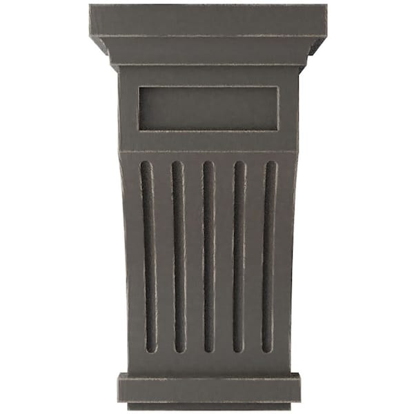 Ekena Millwork 5 1/2"W x 5 1/2"D x 10"H Fluted Wood Vintage Decor Corbel, Reclaimed Grey - CORWD05X05X10FLGY