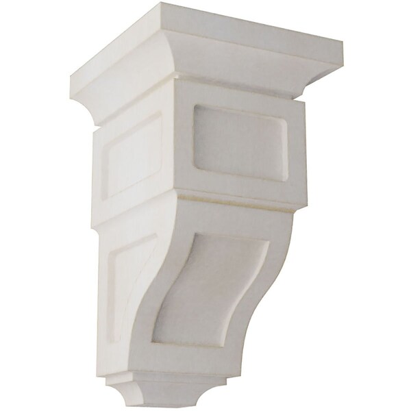 Ekena Millwork 3 1/2"W x 3 3/4"D x 6"H Mini Reyes Wood Vintage Decor Corbel, Chalk Dust White - CORWD03X03X06RYWH