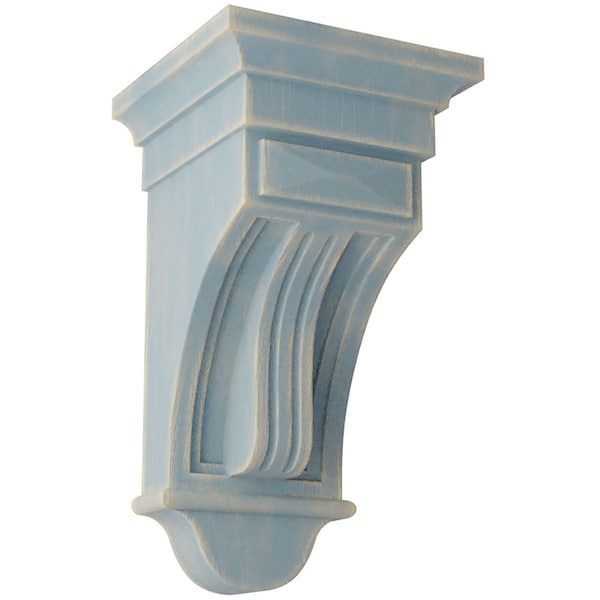 Ekena Millwork 6 1/2"W x 6 1/2"D x 12"H Raised Fluting Wood Vintage Decor Corbel, Driftwood Blue - CORWD06X06X12RABU