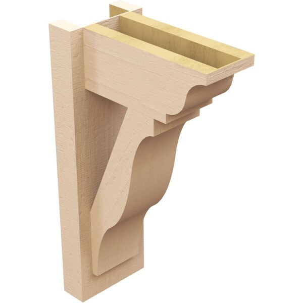Ekena Millwork 6-in W x 12-in D x 20-in H Funston Trad Rough Cedar Woodgrain TimberThane Outlooker, Primed Tan - OUTUR060X12X20FST04RCPR