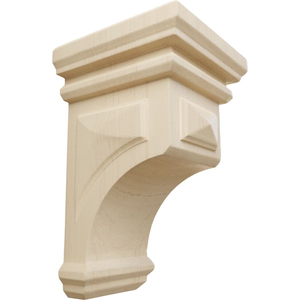Ekena Millwork 3 1/2"W x 3 3/4"D x 6"H Mini Woodruff Wood Corbel, Rubberwood - CORW03X03X06WFRW