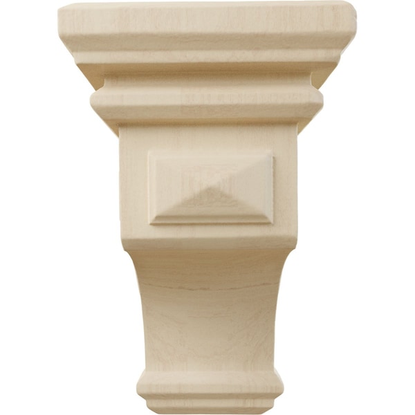 Ekena Millwork 3 1/2"W x 3 3/4"D x 6"H Mini Woodruff Wood Corbel, Rubberwood - CORW03X03X06WFRW