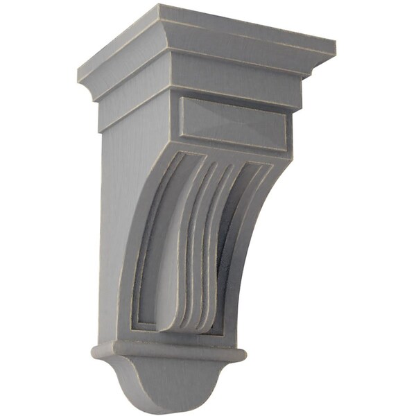 Ekena Millwork 6 1/2"W x 6 1/2"D x 12"H Raised Fluting Wood Vintage Decor Corbel, Pebble Grey - CORWD06X06X12RAPG