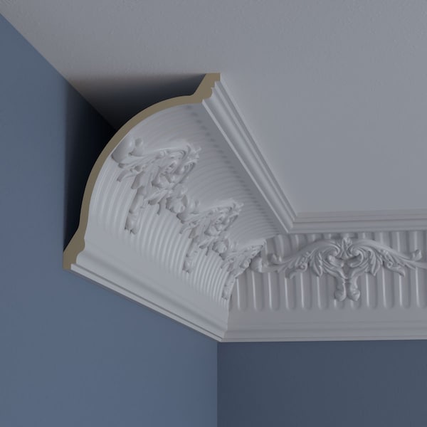 Ekena Millwork 6 3/4"H x 5 1/2"P x 8 5/8"F x 94 1/2"L, (10 5/8" Repeat), Nevio Crown Moulding - MLD06X05X08NE