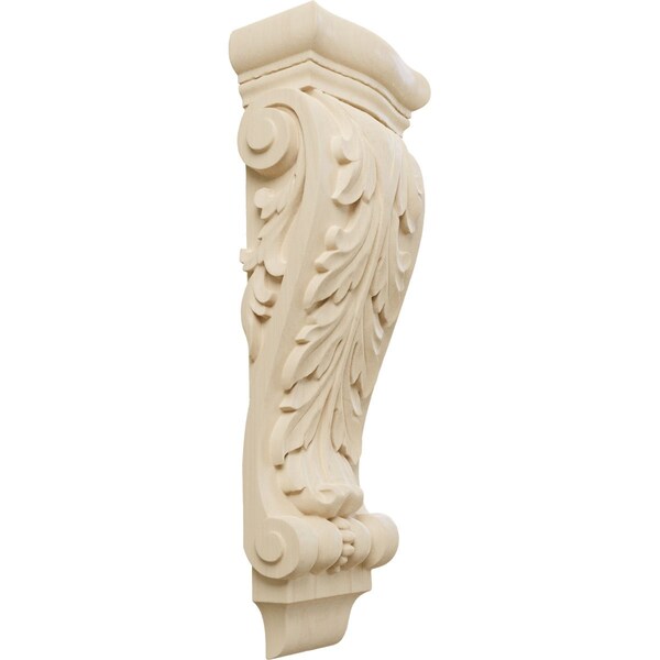 Ekena Millwork 7"W x 4"D x 20"H Large Farmingdale Acanthus Pilaster Corbel, Rubberwood - COR07X03X20FRRW