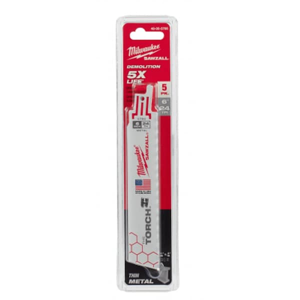 Milwaukee Tool Super Sawzall 24T 6L Torch Sawzall Blades, 5PK - ML48-00-5786