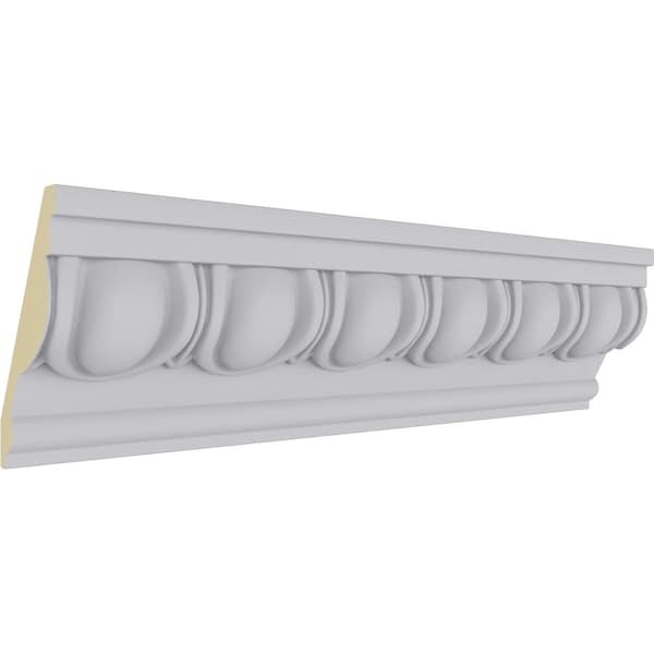 Ekena Millwork 4 3/4"H x 2 3/8"P x 5 1/4"F x 94 1/2"L Egg & Dart Crown Moulding - MLD04X02X05EG