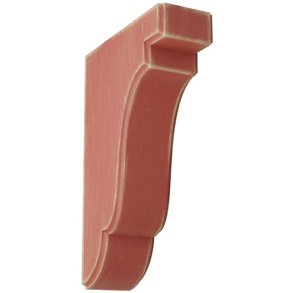Ekena Millwork 1 3/4"W x 5"D x 7 1/2"H Bedford Wood Vintage Decor Bracket, Salvage Red - BKTWD02X05X08BERD
