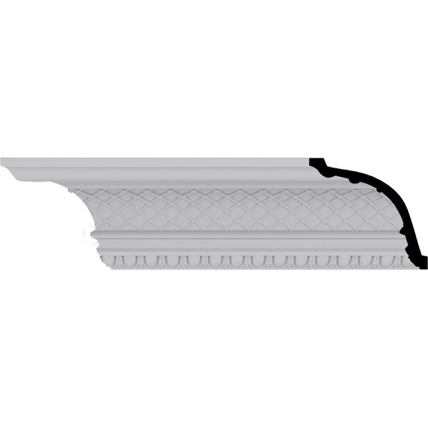 Ekena Millwork 6"H x 6 3/8"P x 8 7/8"F x 94 1/2"L, (1 3/8" Repeat), Brightton Crown Moulding - MLD06X06X09BR
