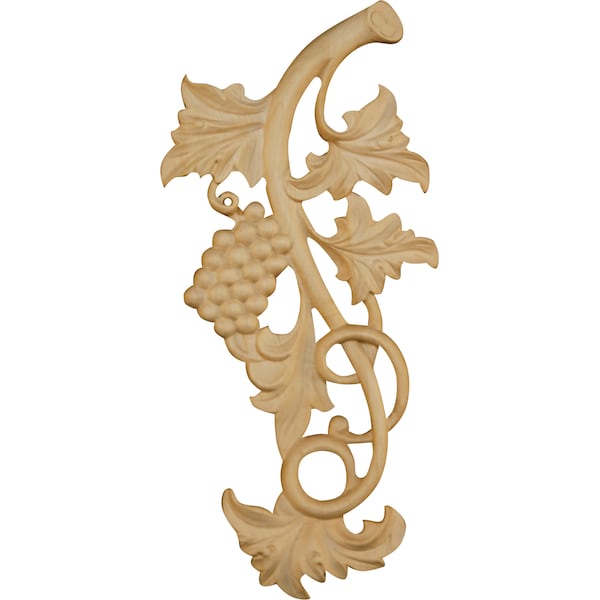 Osborne Wood Products 14 x 6 1/2 x 3/4 Grape Vine Applique Right in Cherry - 7522C