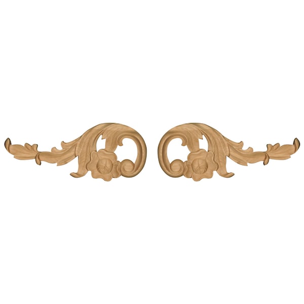 Osborne Wood Products 3 1/8 x 7 5/8 x 11/16 Floral Scrolls (Pair) in Rubberwood ( PR - 891817RW