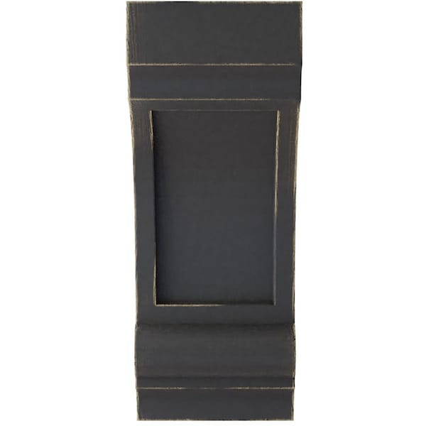Ekena Millwork 4 3/4"W x 6"D x 12"H Diane Recessed Wood Vintage Decor Corbel, Black - CORWD05X06X12DIBL