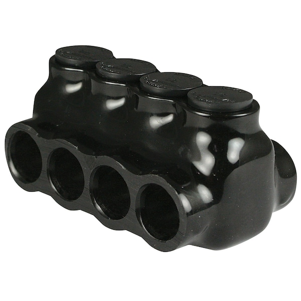 Conector de múltiples tomas de doble cara de 14-1-0 AWG, 4 puertos, 600 V, color negro - AICD1-0-4