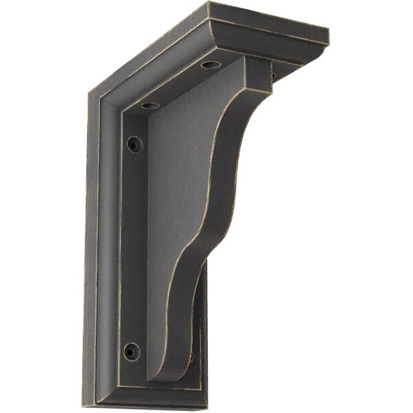 Ekena Millwork 3"W x 5"D x 7"H Hamilton Traditional Wood Vintage Decor Bracket, Black - BKTWD03X05X07HABL