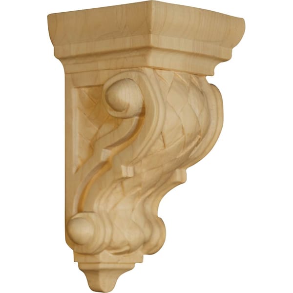 Osborne Wood Products 6 x 3 x 2 3/4 Carpi Corbel with Basket Weave in Hard Maple - 8006HM