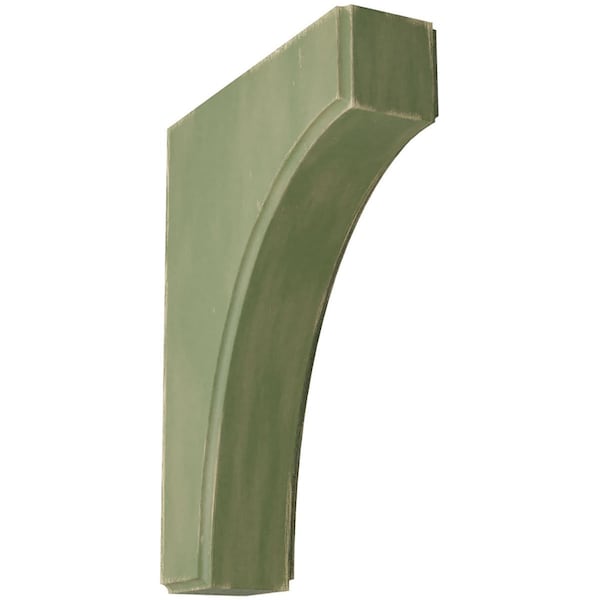 Ekena Millwork 1 3/4"W x 6"D x 8"H Clarksville Wood Vintage Decor Bracket, Restoration Green - BKTWD02X06X08CVGR