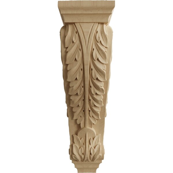 Ekena Millwork 6 1/2"W x 8"D x 22"H Small Jumbo Acanthus Wood Corbel, Rubberwood - CORW07X08X22ACRW