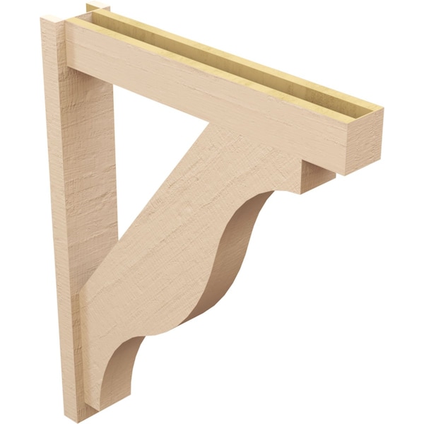 Ekena Millwork 6-in W x 32-in D x 40-in H Funston Block Rough Cedar Woodgrain TimberThane Outlooker, Primed Tan - OUTUR060X32X40FST44RCPR