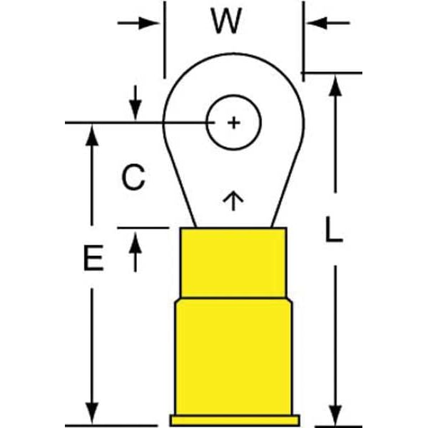 Terminal de Anillo de Nylon de 12-10 AWG, para Tornillo #6, Paquete con 500 piezas - MNG10-6RK