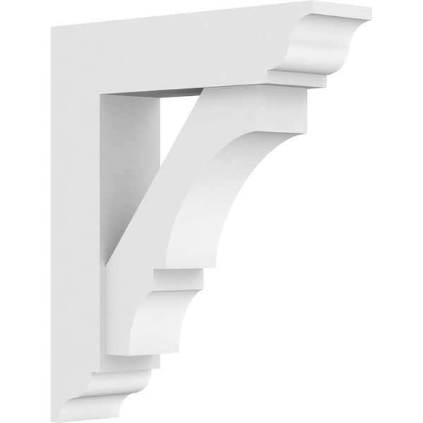 Ekena Millwork Standard Balboa Architectural Grade PVC Bracket With Traditional Ends, 3"W x 12"D x 14"H - BKTP03X12X14BOA01