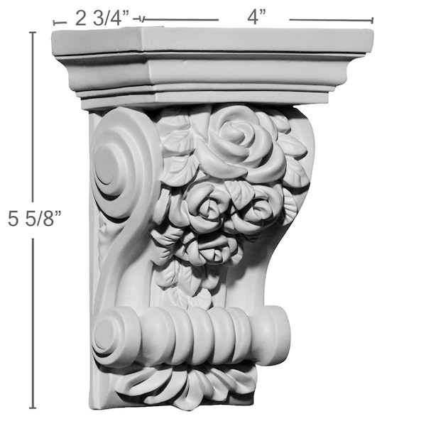 Ekena Millwork 4"W x 2 3/4"D x 5 5/8"H Dublin Corbel - COR04X03X05DU