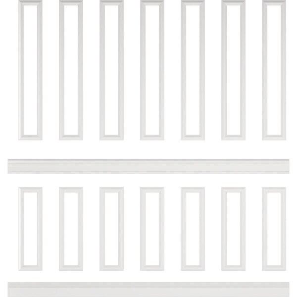 Ekena Millwork 94 1/2"L (Adjustable 108"H to 132"H) Ashford Square Panel Stacked Wall Wainscot Paneling Kit - WPKUST022P108