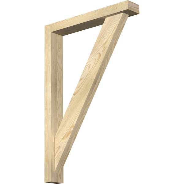Ekena Millwork Traditional Block Rough Sawn Bracket w/ Offset Brace, Douglas Fir, 4"W x 24"D x 36"H - BKT0402X24X36TRA05RDF