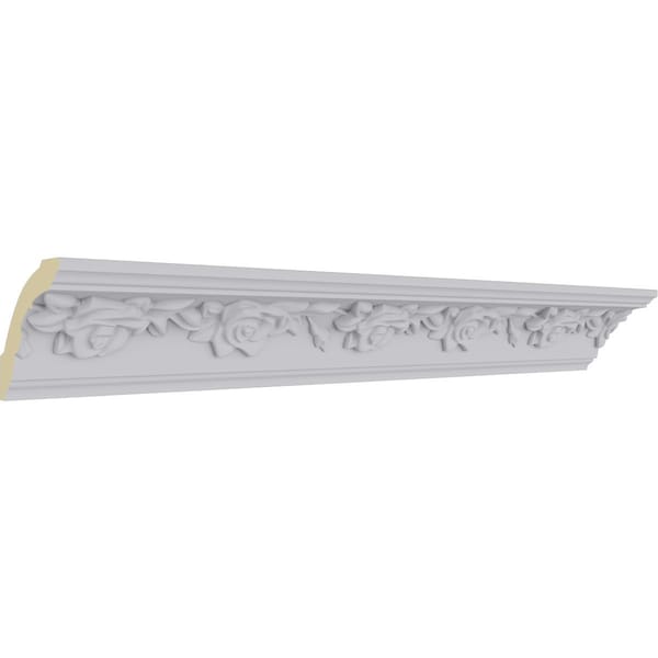 Ekena Millwork 1 7/8"H x 2"P x 2 7/8"F x 94 1/2"L Running Rose Crown Moulding - MLD01X02X02RO
