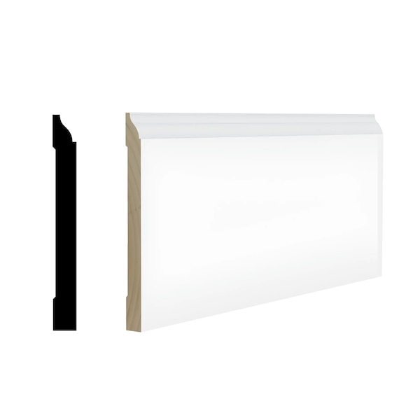 Reso Radiata pine, White, 96 in L, 0.56 in H, 5.25 in W, Primed - RMB-618-96-1