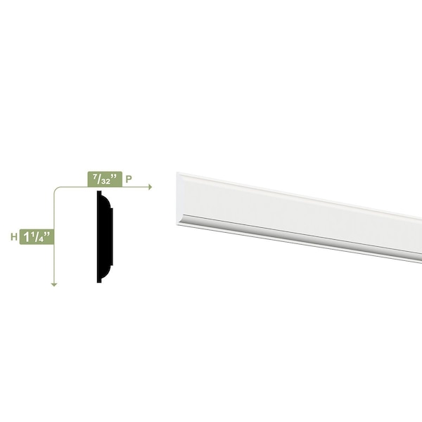 Ekena Millwork 1 1/4"H x 1/4"P x 96"L Parting Bead, PVC - MLD01X00X96PBSWPV