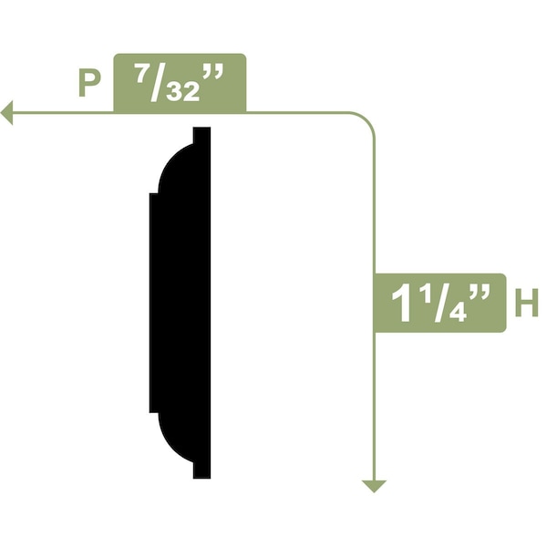Ekena Millwork 1 1/4"H x 1/4"P x 96"L Parting Bead, PVC - MLD01X00X96PBSWPV