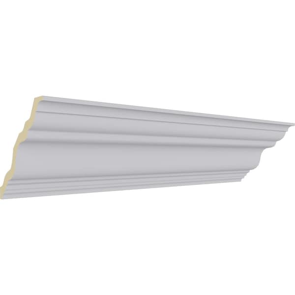 Ekena Millwork 3 7/8"H x 3 7/8"P x 5 1/2"F x 94 1/2"L Dublin Traditional Smooth Crown Moulding - MLD03X03X05DU