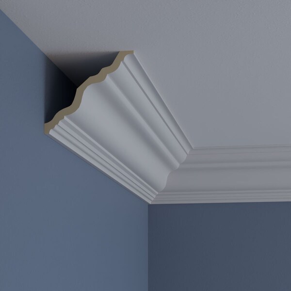 Ekena Millwork 3 7/8"H x 3 7/8"P x 5 1/2"F x 94 1/2"L Dublin Traditional Smooth Crown Moulding - MLD03X03X05DU