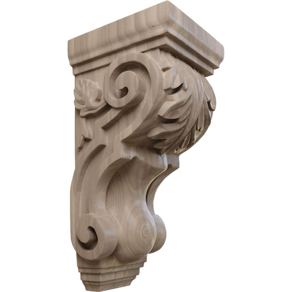 Ekena Millwork 4 1/2"W x 5"D x 10"H Medium Traditional Acanthus Corbel, Walnut - CORW04X05X10TAWA