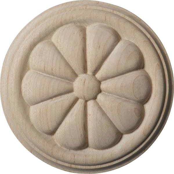 Ekena Millwork 3 1/2"W x 3 1/2"H x 1/2"P Reese Round Rosette, Cherry - ROS03X03RECH