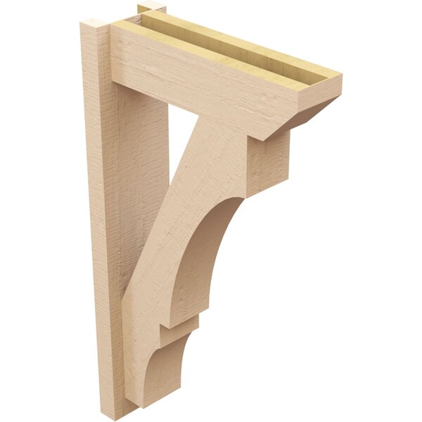 Ekena Millwork 5 1/2-in W x 16-in D x 28-in H Balboa Slat Rough Cedar Woodgrain TimberThane Outlooker, Primed Tan - OUTUR055X16X28BOA24RCPR