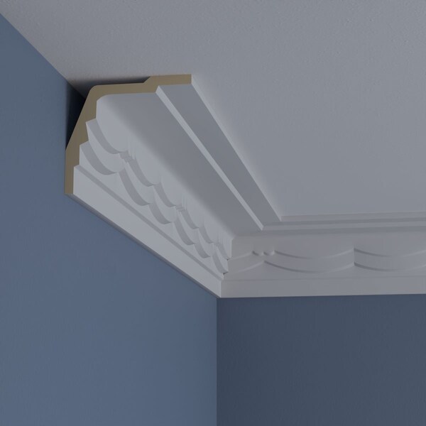 Ekena Millwork 4 1/8"H x 4 1/4"P x 5 7/8"F x 94 1/2"L Bateman Swag Crown Moulding - MLD04X04X05BA