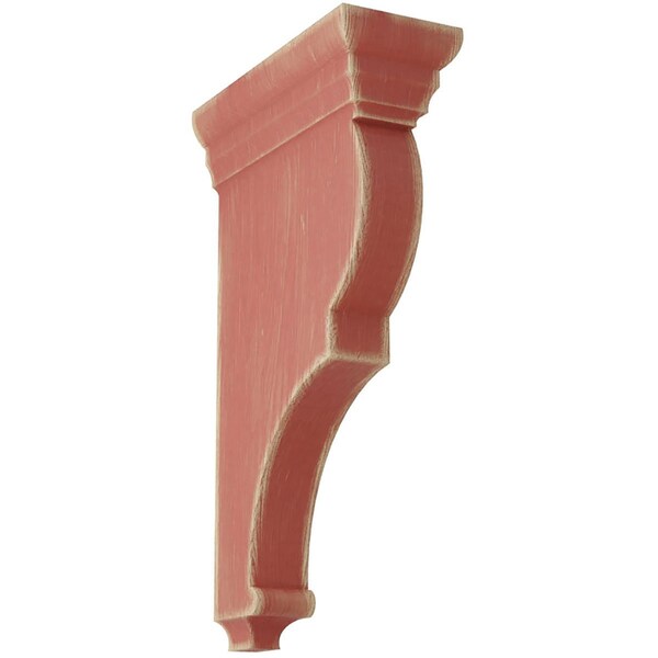 Ekena Millwork 3 1/2"W x 7 1/2"D x 14"H Extra Large Rojas Wood Vintage Decor Corbel, Salvage Red - CORWD03X07X14RJRD