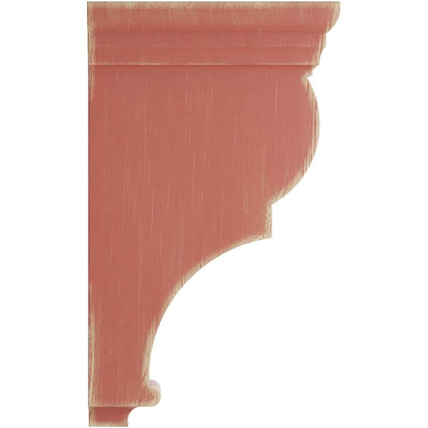 Ekena Millwork 3 1/2"W x 7 1/2"D x 14"H Extra Large Rojas Wood Vintage Decor Corbel, Salvage Red - CORWD03X07X14RJRD