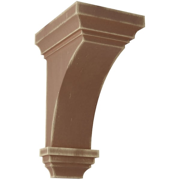 Ekena Millwork 7"W x 7 3/4"D x 14"H Jumbo Jefferson Wood Vintage Decor Corbel, Weathered Brown - CORWD07X07X14JEBR