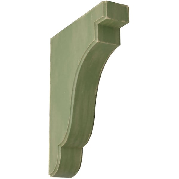 Ekena Millwork 1 3/4"W x 7 1/4"D x 9 1/2"H Bedford Wood Vintage Decor Bracket, Restoration Green - BKTWD02X07X10BEGR
